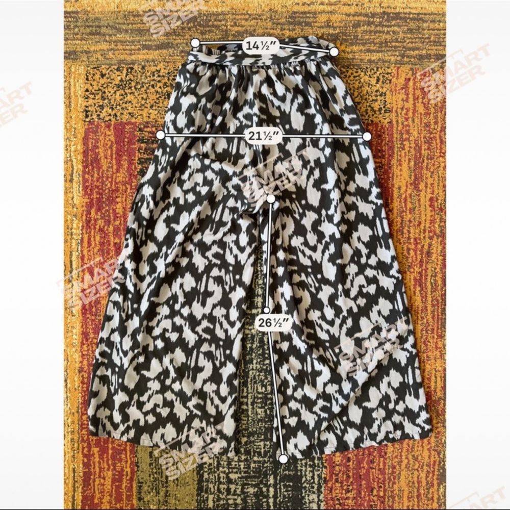 Zara Black & Cream Wide-Leg Printed Pants - Picture 4 of 4
